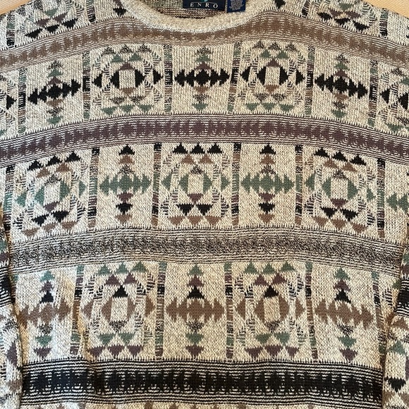 Vintage Enro Sweater Aztec Triangle Print Large - Picture 3 of 4